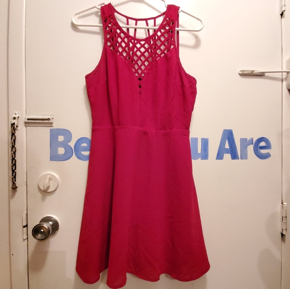 Red chiffon git and flare dress - Picture 1 of 2